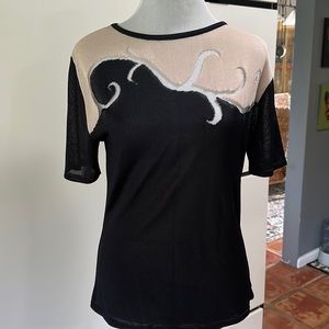 Laurel by Escada black and mesh top sz 36 Italian.